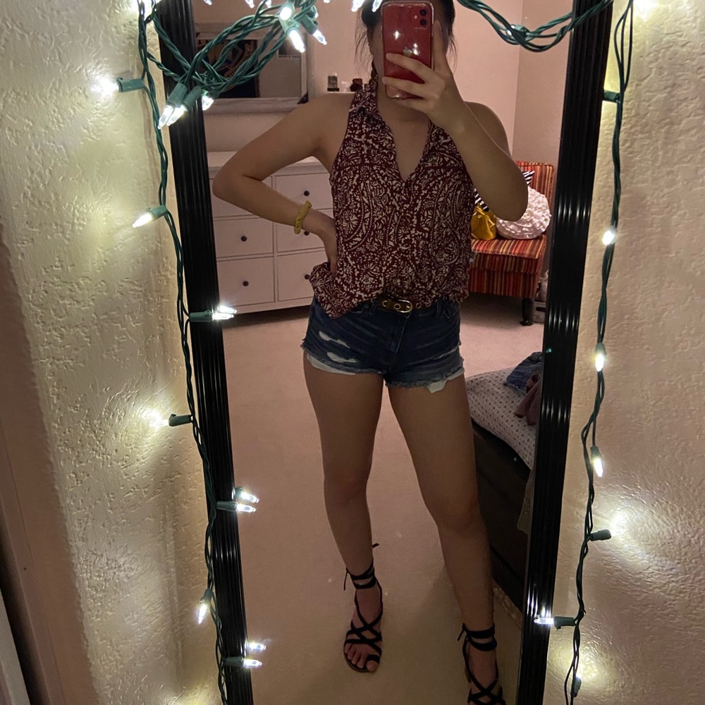Red floral top